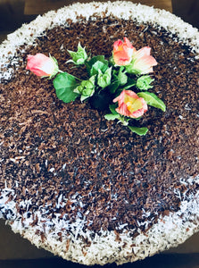 Chocolate Coconut Cake Vegan with Flowers