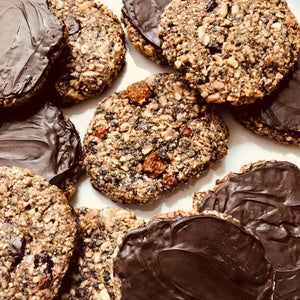 Dark Chocolate Dipped Super Seed Cookies Vegan